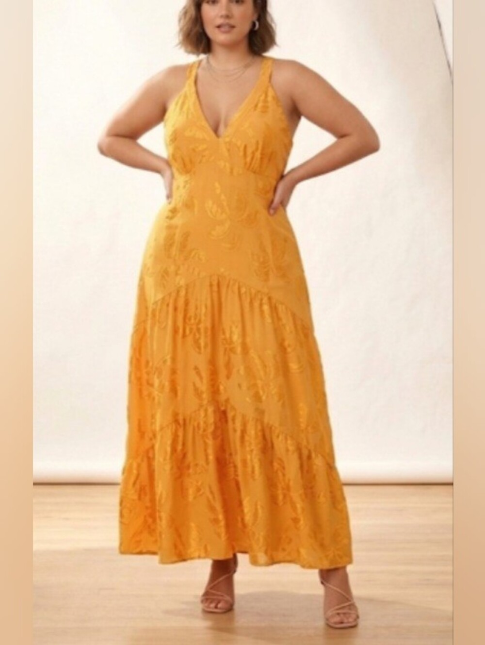 FARM Rio x Anthropologie V-Neck Tiered Maxi Dress- Size L